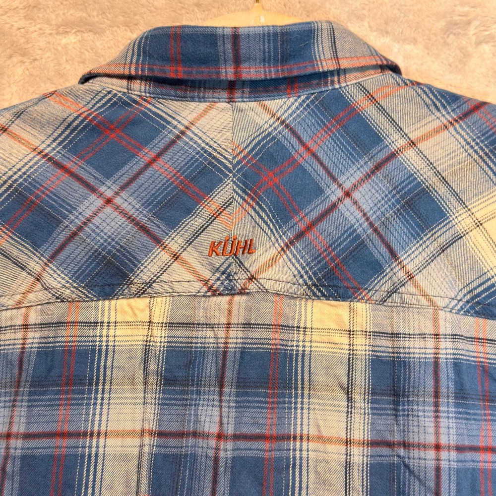 Kuhl Lowdown Flannel Shirt Mens XL Blue Plaid Snap Button Long Sleeve 7210 - Picture 10 of 13